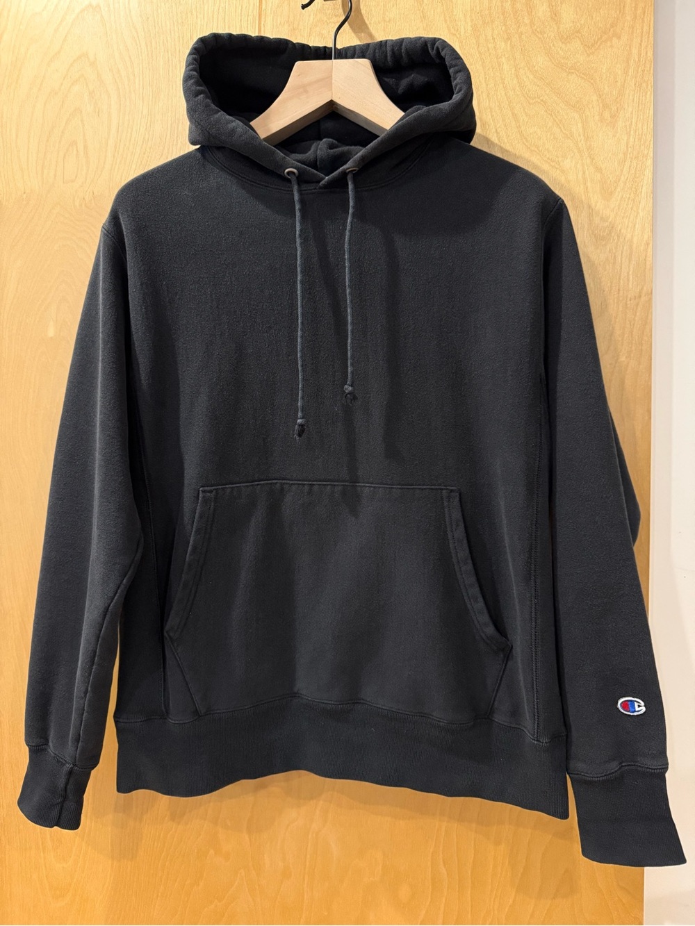 Classic Champion reverse weave Black Hooded Pullover Sweatshirt
